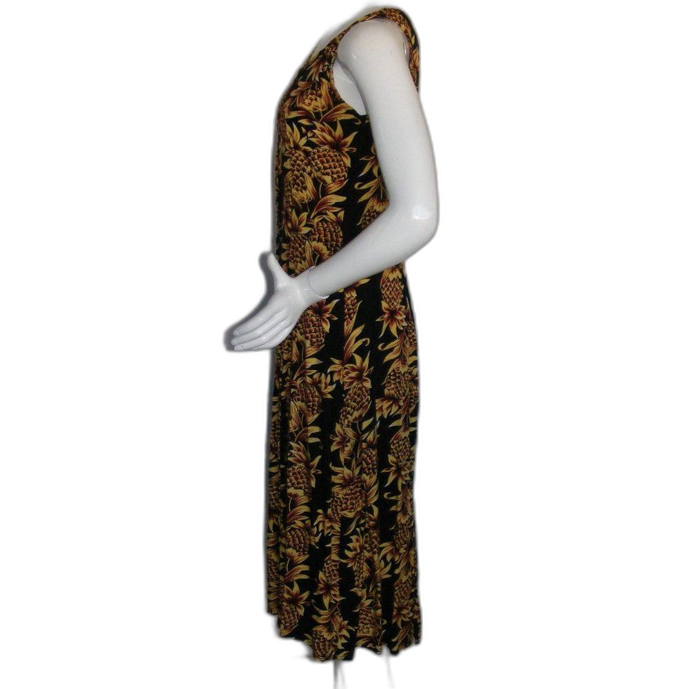 PINEAPPLE MOON Midi Dress, 2, Pineapple print, Sleeveless, Sheath, Black/Yellow - Picture 8 of 13